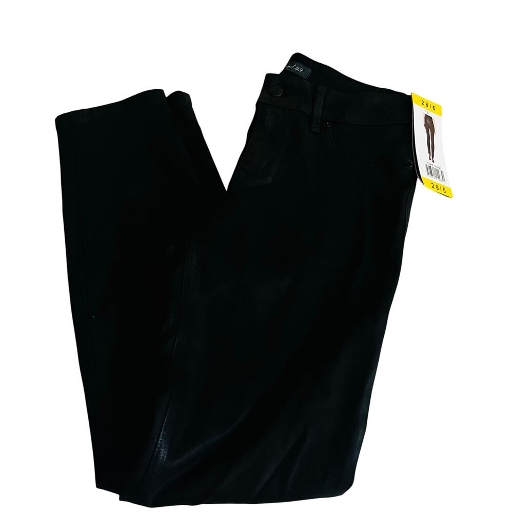 Anthropologie Level 99 Coated Mid Rise Skinny Jeans Size 28 NWT Black - Picture 7 of 12